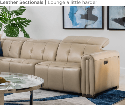 Leather Sectional. Lounge a little harder.